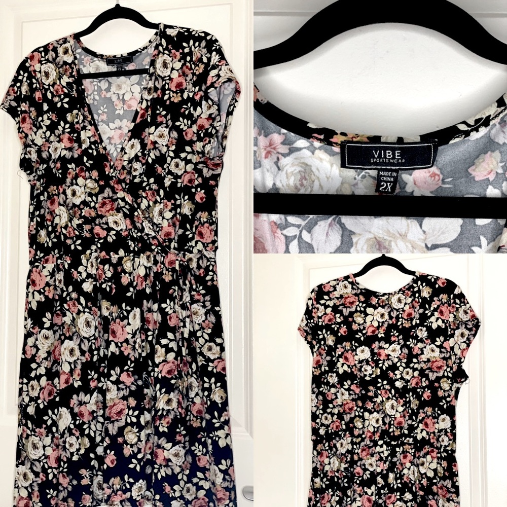 Vibe- Soft Front Tie Floral Dress!